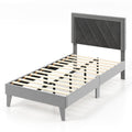 Twin/Full/Queen Platform Bed with High Headboard and Wooden Slats-Full Size