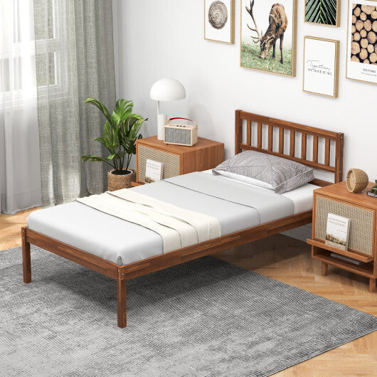 Twin/Full/Queen Size Wood Bed Frame with Headboard and Slat Support-Full Size