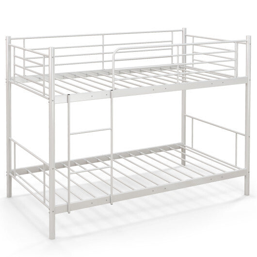 Metal Bunk Bed with Ladder and Full-length Guardrails-Black