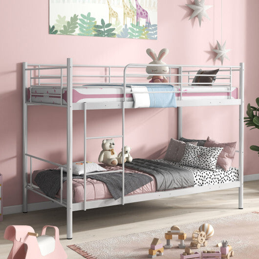 Metal Bunk Bed with Ladder and Full-length Guardrails-Black