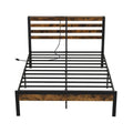 Full/Queen Size Bed Frame with Charging Station and Storage Headboard-Queen Size