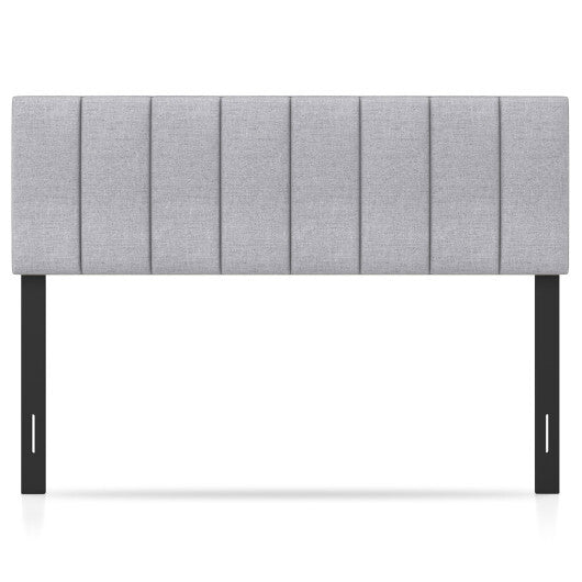Linen Upholstered Headboard with Solid Wood Legs and Adjustable Width-Gray