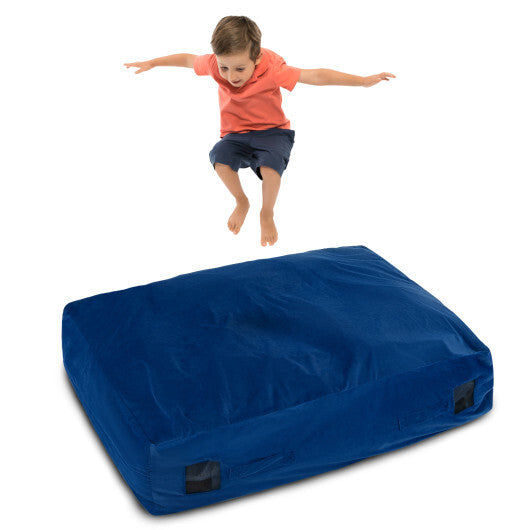 47 x 35.5 Inch Crash Pad Sensory Mat with Foam Blocks and Washable Cover-Black