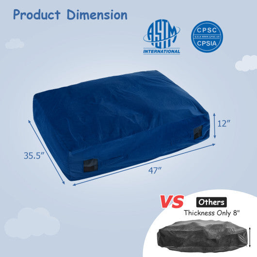 47 x 35.5 Inch Crash Pad Sensory Mat with Foam Blocks and Washable Cover-Black