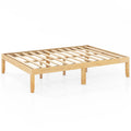 Full Size Wood Bed Frame with Wooden Slats Support and Rubber Wood Legs-Espresso