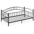 Twin Size Metal Daybed Frame with Headboard for Bedroom-White