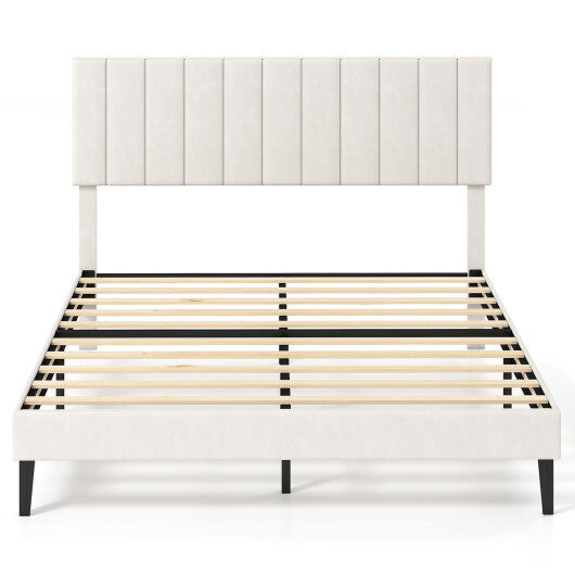 Queen Size Velvet Upholstered Platform Bed Frame