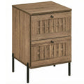 Nightstand Mid Century Modern End Table with Storage Drawers-Rustic Brown