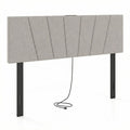 Headboard for Queen and Full Size Bed Geometric Upholstered Head Board-Gray