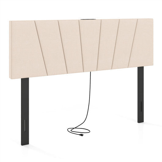 Headboard for Queen and Full Size Bed Geometric Upholstered Head Board-Gray
