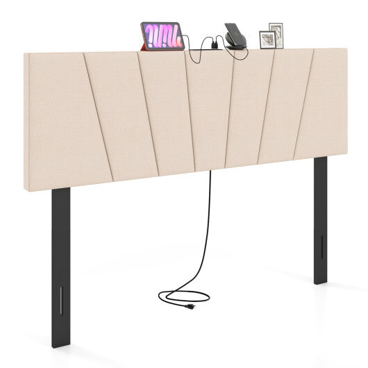 Headboard for Queen and Full Size Bed Geometric Upholstered Head Board-Gray