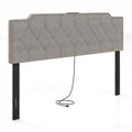 Headboard for Queen and Full Size Bed Rivet Tufted Upholstered Head Board-Gray