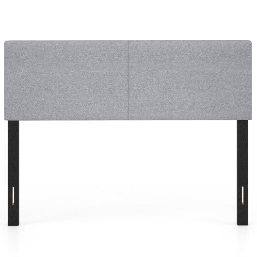 Upholstered Headboard Queen/Full Size Vertical Quilted Linen Fabric Bed Frame Mount Panel-Gray