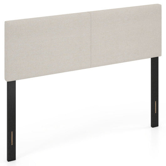 Upholstered Headboard Queen/Full Size Vertical Quilted Linen Fabric Bed Frame Mount Panel-Gray