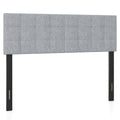 Upholstered Headboard Queen/Full Size Quilted Grid Linen Fabric Bed Frame Mount Panel-Gray