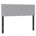 Upholstered Headboard Queen/Full Size Tufted Linen Fabric Bed Frame Mount Panel-Gray