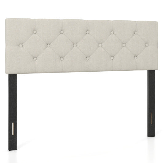 Upholstered Headboard Queen/Full Size Tufted Linen Fabric Bed Frame Mount Panel-Gray