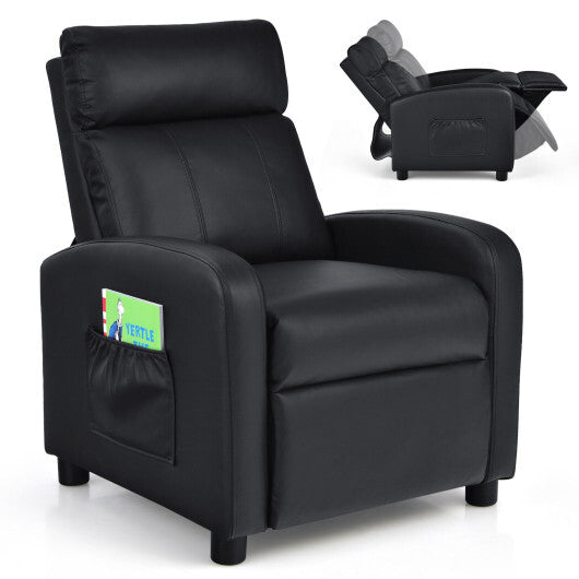 Ergonomic PU Leather Kids Recliner Lounge Sofa for 3-12 Age Group-Pink