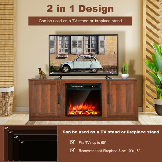 TV Stand with Double Barn Doors for TVs up to 65 Inch-Natural