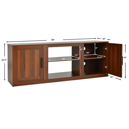 TV Stand with Double Barn Doors for TVs up to 65 Inch-Natural