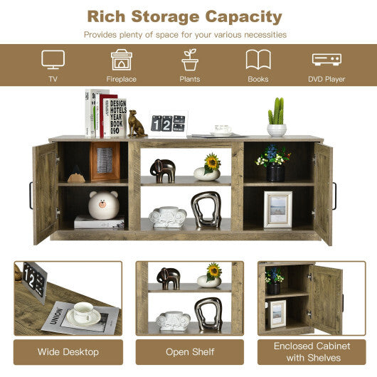 TV Stand with Double Barn Doors for TVs up to 65 Inch-Natural