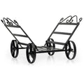 Firewood Rack Decorative Rustproof Steel Fireplace Log Holder with Wheels - Color: Black