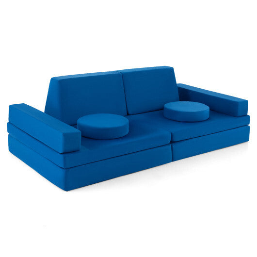 10-Piece Kids Play Couch Sofa with Portable Handle-Gray