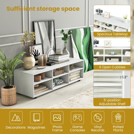 TV Stand for TV up to 55 Inch with 6 Storage Compartments-White