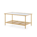 2-Tier Coffee Table with Shelf Center Tea Table with Tempered Glass Top-Golden