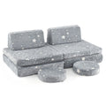 Modular Kids Play Couch Set Glow in the Dark with Portable Handles-Gray