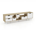 TV Stand for TVs up to 65" Television Cabinetw/ 5 Drawers & 3 Open Shelves-Oak
