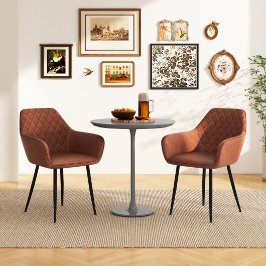 Leisure Dining Chair Set of 2 with Curved Backrest and Wide Seat-Coffee