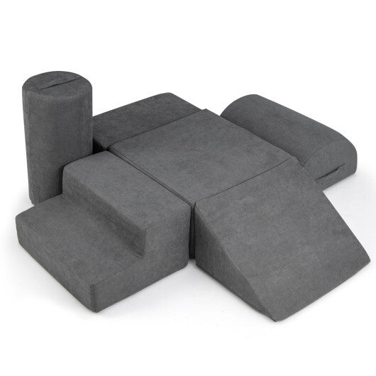 6-Piece Baby Climbing Blocks with 30D High-Density Foam and Carrying Handles-Multicolor