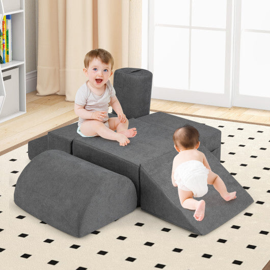 6-Piece Baby Climbing Blocks with 30D High-Density Foam and Carrying Handles-Multicolor