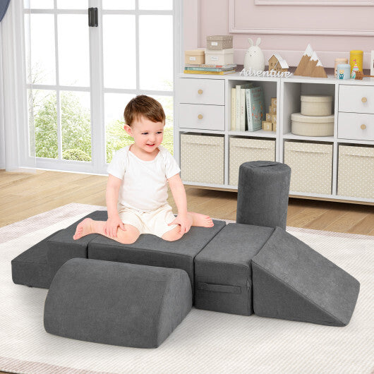 6-Piece Baby Climbing Blocks with 30D High-Density Foam and Carrying Handles-Multicolor