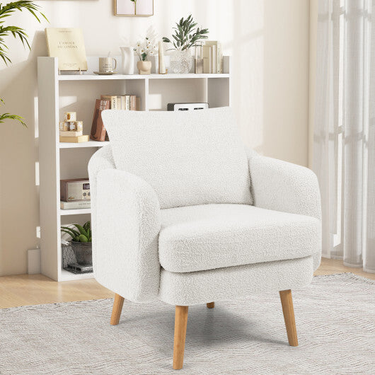 Sherpa Accent Chair Modern Living Room Chair with Seat Cushion-Grey