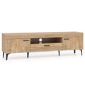 TV Stand with 2 Cabinets and Storage Drawer for 65 Inches TVs-Oak