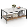 2 Tier Coffee Table with Sintered Stone Tabletop-White