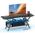 TV Stand for 65 Inch TVs with Power Outlets and LED Lights-Rustic Brown