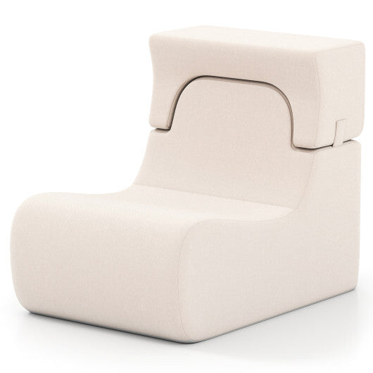 Floor Chair Lazy Sofa with Detachable Headrest-Gray