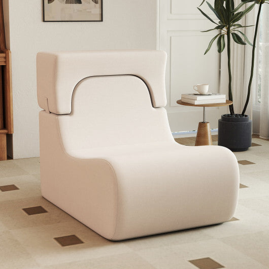 Floor Chair Lazy Sofa with Detachable Headrest-Gray