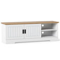 Farmhouse TV Stand for TVs up to 65 Inch with Sliding Doors and Storage Cabinets-White