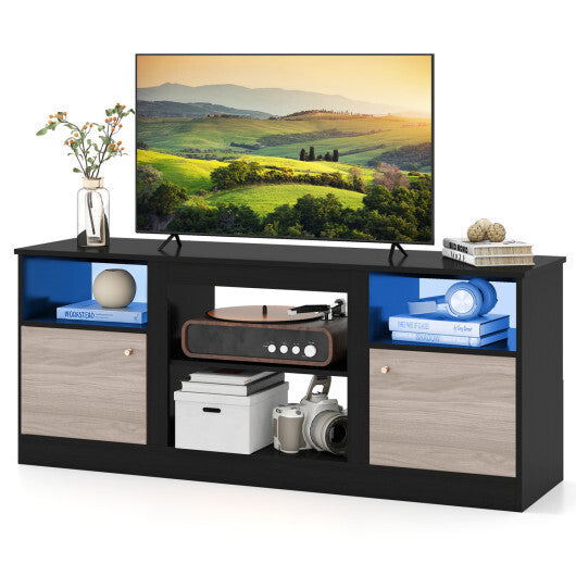 Entertainment Center with Adjustable Shelf & Open Compartment for 65" TVs-Black