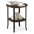 Round Side Table Small End Table with Storage Shelf 2-Tier Nightstand for Small Space-Rustic Brown