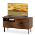 Mid Century Fluted TV Stand for 40 Inch TV Modern Entertainment Center with Open Compartment-Walnut