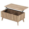35.5" Rectangle Wooden Fluted Lift Top Coffee Table-Walnut