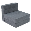 4-in-1 Folding Sofa Bed with Corduroy Cover and Smooth Zipper for Living Room-Gray