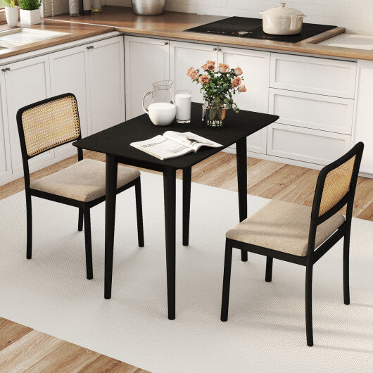 Rectangular Wooden Dining Table for 2-4 34 Inch Farmhouse Solid Wood Kitchen Table-Walnut