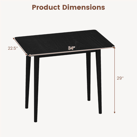Rectangular Wooden Dining Table for 2-4 34 Inch Farmhouse Solid Wood Kitchen Table-Walnut