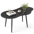 Cloud Shape Coffee Table 39.5 inch Irregular Center Table with Metal Frame-Black